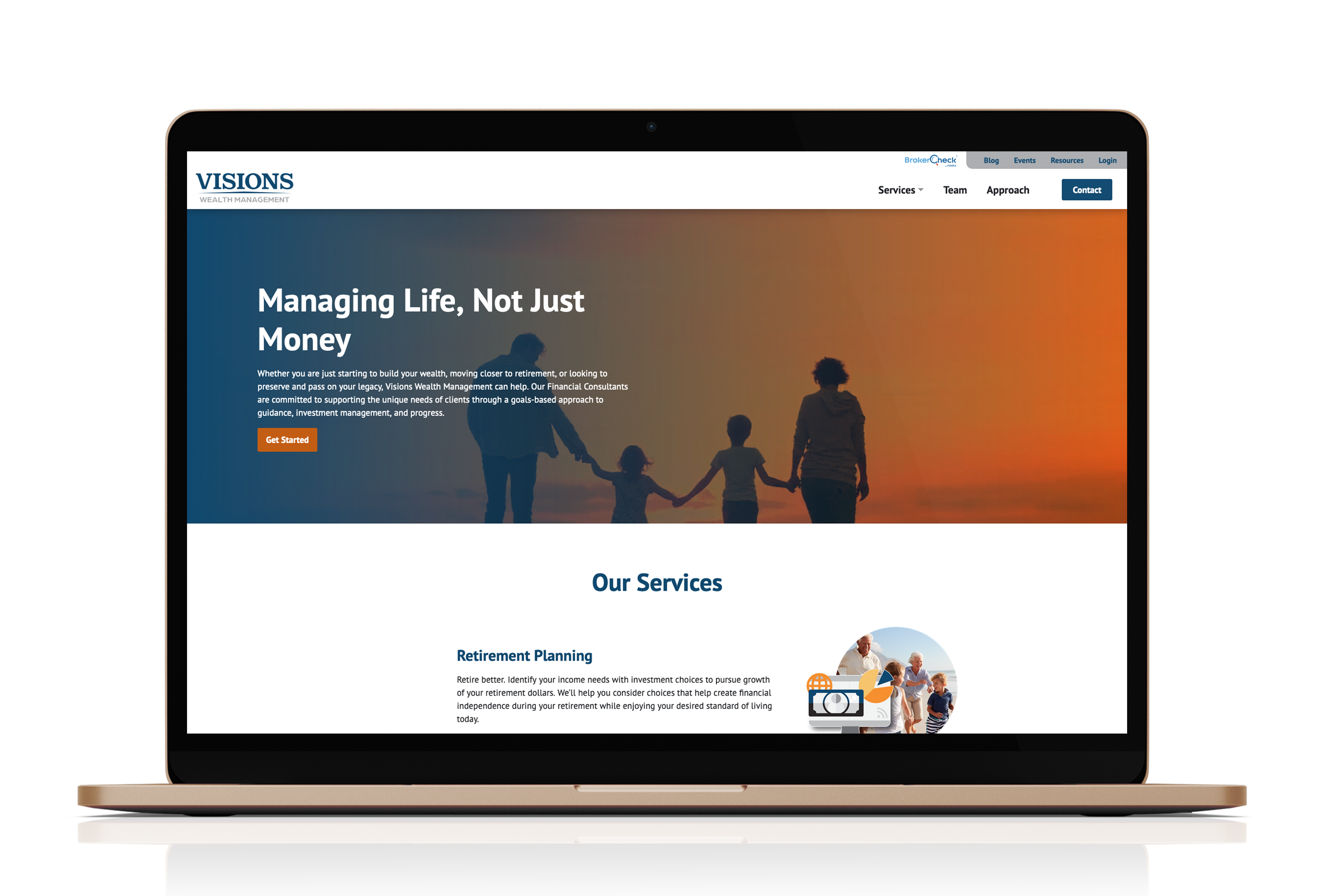 Desktop mockup of the Visions Wealth Management website